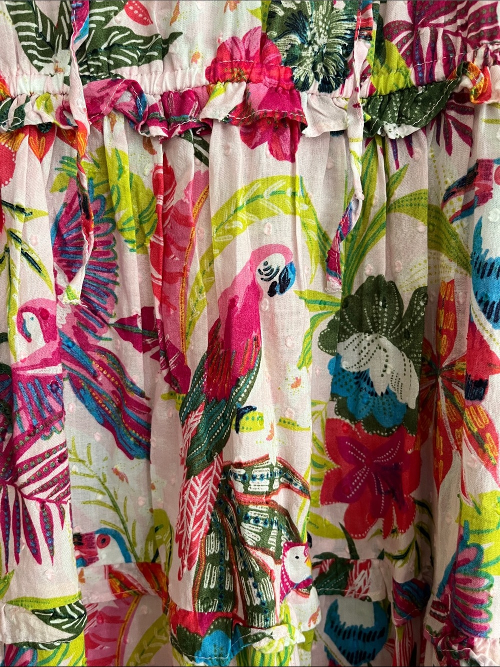 crown & ivy Pink Tropical Floral Birds Parrots Maxi Dress - Picture 3 of 4